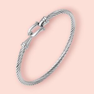 Twisted Cable Bangle Thin Silver